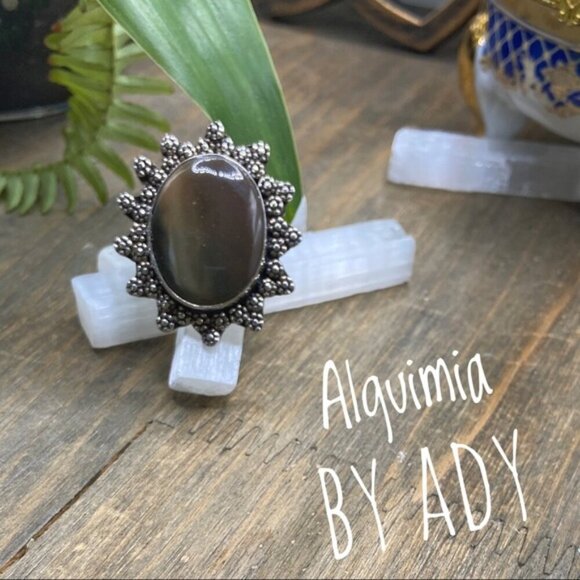 Maximalist brown agate and Silver Ring - Picture 1 of 3